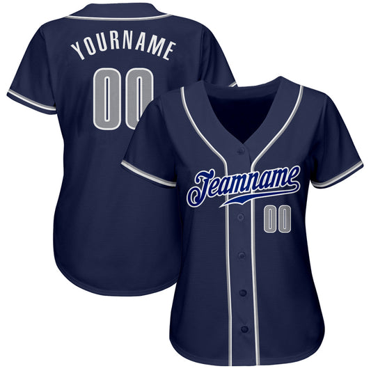 Maxcorners Custom Navy Gray-White Authentic Baseball Jersey LM2605