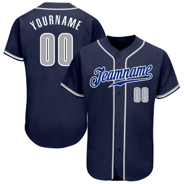 Maxcorners Custom Navy Gray-White Authentic Baseball Jersey LM2605