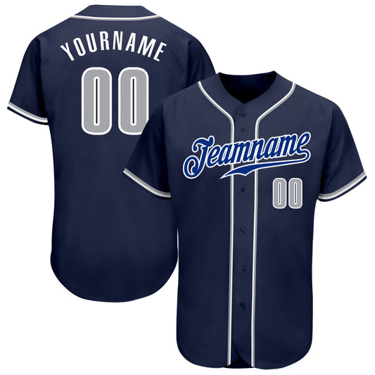 Maxcorners Custom Navy Gray-White Authentic Baseball Jersey LM2605