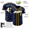 Maxcorners Custom Navy White Yellow-Light Blue Authentic Baseball Jersey LM2605