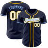 Maxcorners Custom Navy White Yellow-Light Blue Authentic Baseball Jersey LM2605