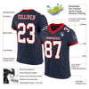 Maxcorners Custom Navy White-Red Mesh Authentic Classic Football Jersey LM2605