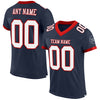 Maxcorners Custom Navy White-Red Mesh Authentic Classic Football Jersey LM2605