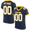 Maxcorners Custom Navy White-Gold Mesh Authentic Classic Football Jersey LM2605