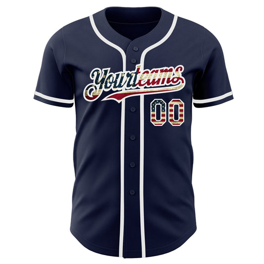 Maxcorners Custom Black Vintage USA Flag Crimson-City Cream Premium Gradient Fashion Baseball Jersey LM0210