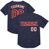 Maxcorners Custom Navy Red-White Mesh Authentic Throwback Baseball Jersey LM2605
