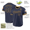 Maxcorners Custom Navy Old Gold Authentic Throwback Baseball Jersey LM2605