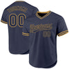 Maxcorners Custom Navy Old Gold Authentic Throwback Baseball Jersey LM2605