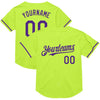 Maxcorners Custom Neon Green Purple Mesh Authentic Throwback Baseball Jersey LM2605