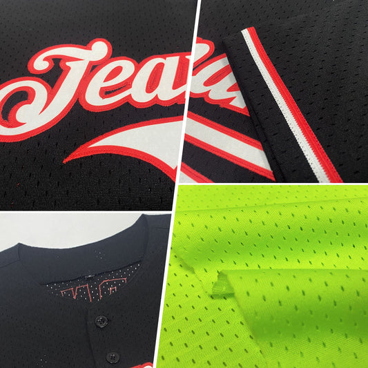 Maxcorners Custom Neon Green Kelly Green Mesh Authentic Throwback Baseball Jersey LM2605