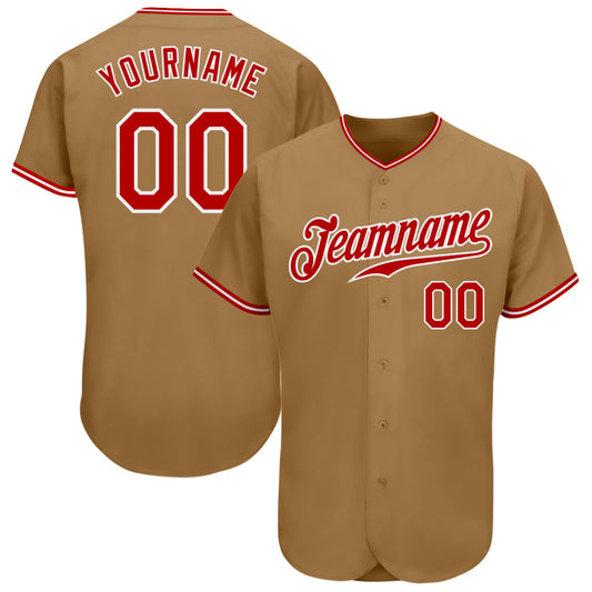 Maxcorners Custom Old Gold Red-White Authentic Baseball Jersey LM2605