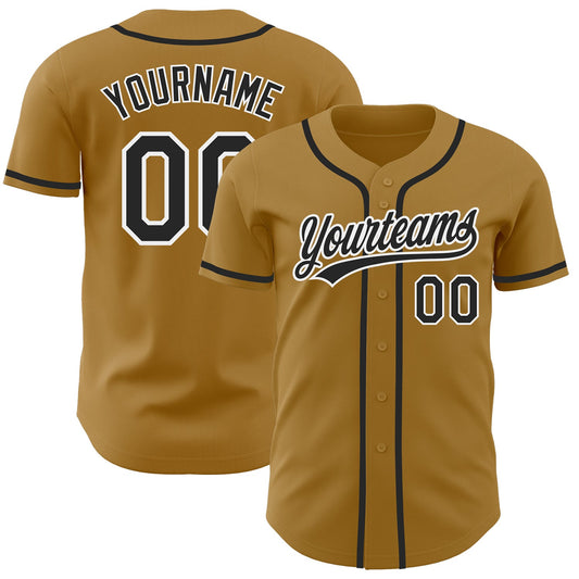 Maxcorners Custom Old Gold Black-White Authentic Baseball Jersey LM2605