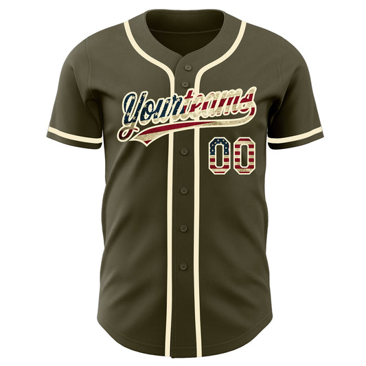 Maxcorners Custom Gray Vintage USA Flag-Black Premium Baseball Jersey LM0210