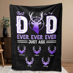 Maxcorners Personalized Hunting Dad Blanket, Best Dad Ever Blanket, Custom Soft Cozy Sherpa Fleece Throw Blanket, Father's Day Gift for Dad, Grandpa | Purple

 LM1711