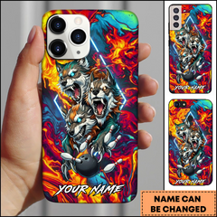 Maxcorners Bowling Phonecase Alpha Triple Wolf Fire Energy Personalized Name 3D Phone Case