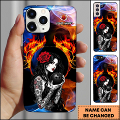 Maxcorners Bowling Phonecase Gothic Rose Tattoo Angel Fire Art Personalized Name 3D Phone Case