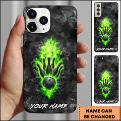 Maxcorners Bowling Phonecase Dark Smoke Green Flame Bowling Personalized Name 3D Phone Case