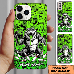 Maxcorners Bowling Phonecase Slime Graffiti Crocodile Green Personalized Name 3D Phone Case