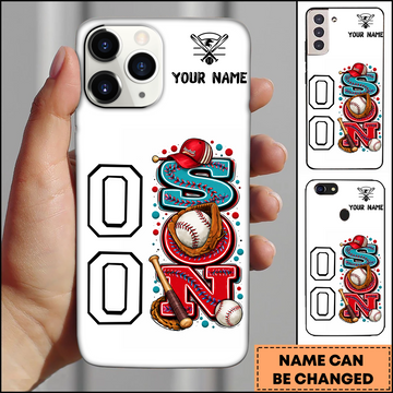Maxcorners Baseball SON Letter Glove & Bat Personalized 3D Phone Case