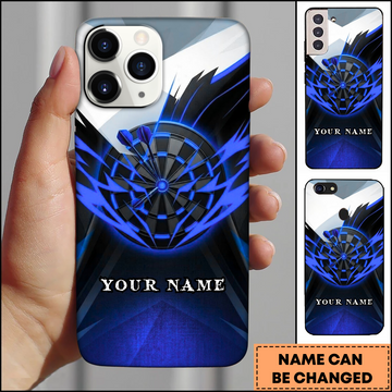 Maxcorners Darts Phonecase Blue Electric Cyber Dartboard Target Personalized Name 3D Phone Case