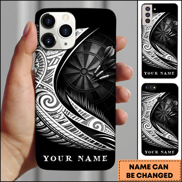 Maxcorners Darts Phonecase Tribal Pattern Monochrome Dartboard Personalized Name 3D Phone Case