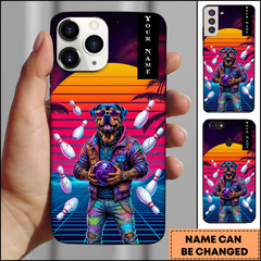 Maxcorners Retro Dog Neon Sunset Bowling Personalized 3D Phone Case