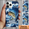 Maxcorners Fishing Blue Water Wave Premium Style Sport Personalized Name Phone Case (8 Fish Species)