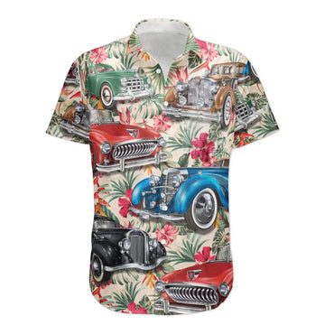 Maxcorners Personalized Hot Rod Hawaiian Shirt, Tropical And Beach Custom Photo Car Aloha Shirts (Up to 5 photos)