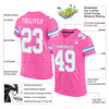 Maxcorners Custom Pink White-Light Blue Mesh Authentic Football Jersey LM2605