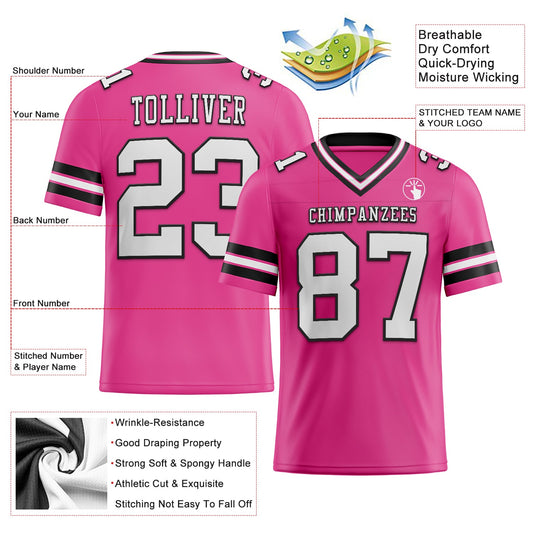 Maxcorners Custom Pink White-Black Authentic Football Jersey LM2605