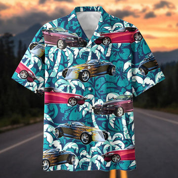 Maxcorners Personalized Plymouth Prowler Car Retro Open Wheel Roadster Tropical Teal Hawaiian Shirt, Custom Photo Car Aloha Shirts (Up to 5 photos)