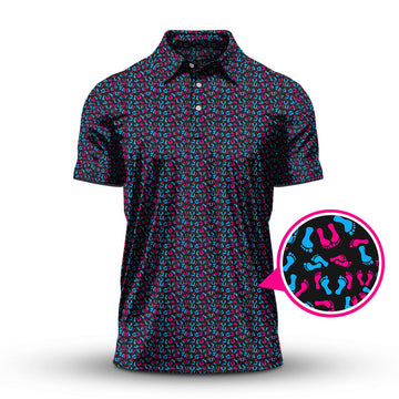 Maxcorners Feet Positions Pattern Golf Polos, Funny Golf Shirt For Men, Crazy Golf Shirts For Golfers
