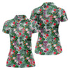 Maxcorners Tropical Disc Golf Basket Floral Polo Shirt, Golf Shirts For Women, Women’s Golf Polo LM1507