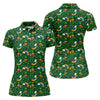 Maxcorners St Patrick's Day Leprechaun Golf Pose Rainbow Gold Pot Shamrock Golf Shirt, Women's Golf Shirts, Ladies Golf Polos