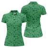 Maxcorners Dark Green Golf Items Seamless Pattern St. Patrick’s Day Shamrock Golf Shirt, Women's Golf Tops, Ladies Golf Polos