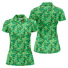 Maxcorners Shamrock St Patrick's Day Light Green Golf Shirt, Women's Golf Tops, Ladies Golf Polos, Women's Polo Shirt