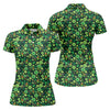 Maxcorners Shamrock St Patrick's Day Dark Green Golf Shirt, Women's Golf Tops, Ladies Golf Polos, Women's Polo Shirt