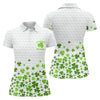 Maxcorners Shenanigans Coordinator Golf Ball Pattern St Patrick Day White Golf Shirt, Women's Golf Tops, Ladies Golf Polos