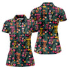 Maxcorners Dark Tropical Disc Golf Basket Polo Shirt, Women’s Golf Tops, Golf Polo For Women LM1507