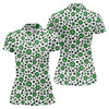 Maxcorners Lucky Four Leaf Clover Leopard Pattern St Patrick's Day Golf Shirt, Women's Golf Tops, Ladies Golf Shirts