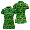 Maxcorners Four Leaf Clovers Golden Horseshoes St Patrick's Day Golf Shirt, Women's Golf Tops, Ladies Golf Polos