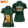 Maxcorners If You Drink Definitely Drive Golf And Beer St Patrick's Day Green Women's Golf Tops, Ladies Golf Polos