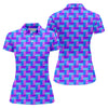 Maxcorners Purple Blue Gradient Checkered Pattern Golf Shirt, Ladies Golf Shirts, Women’s Golf Apparel, Printed Golf Shirt LM1507