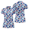 Maxcorners Japanese Shark Wave Sakura Golf Shirt, Women's Golf Tops, Golf Shirts For Women, Women’s Golf Apparel LM1507