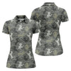 Maxcorners Grey Camo Poodle Dog Pattern Womens Golf Shirt, Womens Polo Shirt, Golf Shirt For Women LM1507