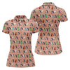 Maxcorners Peach Custom Photo Golf Icons Polo Shirt, Women's Golf Tops, Printed Golf Shirt LM1507