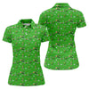 Maxcorners Three Leaf Clover Golf And Beer St Patrick's Day Green Golf Shirt, Women's Golf Shirts, Ladies Golf Polos