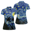 Maxcorners Van Gogh Starry Night Tropical Palm Tree Golf Shirt, Golf Polo For Women, Printed Golf Shirt LM1507