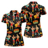 Maxcorners Black Lucha Libre Mexican Wrestler Pattern Golf Shirt, Ladies Golf Shirts, Golf Polo For Women LM1507
