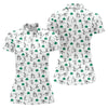 Maxcorners Stick Figure Golf Pose St Patrick's Day Shamrock White Golf Shirt, Women's Golf Tops, Ladies Golf Polos